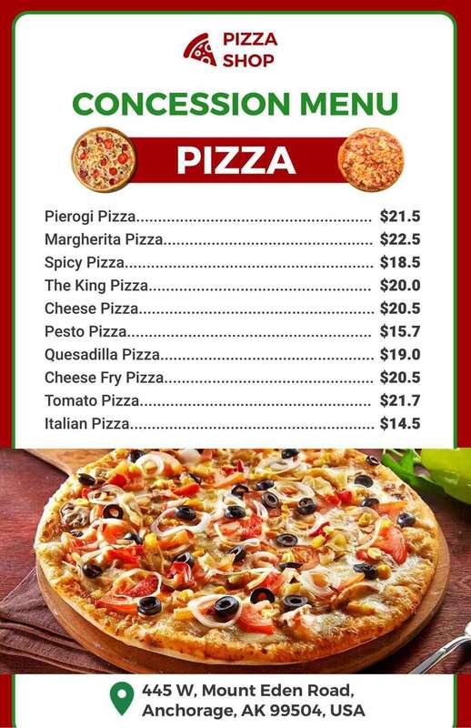 Concession Pizza Menu